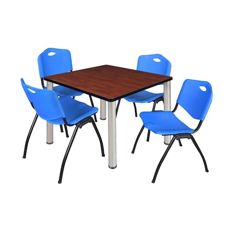 Kee Kee Square Table & Chair Set, Wood, Metal, Plastic Top, Cherry TB4242CHBPCM47BE